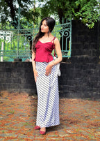 Rosy pleated top in crimson