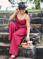 Rosy straight fit heart trouser in crimson