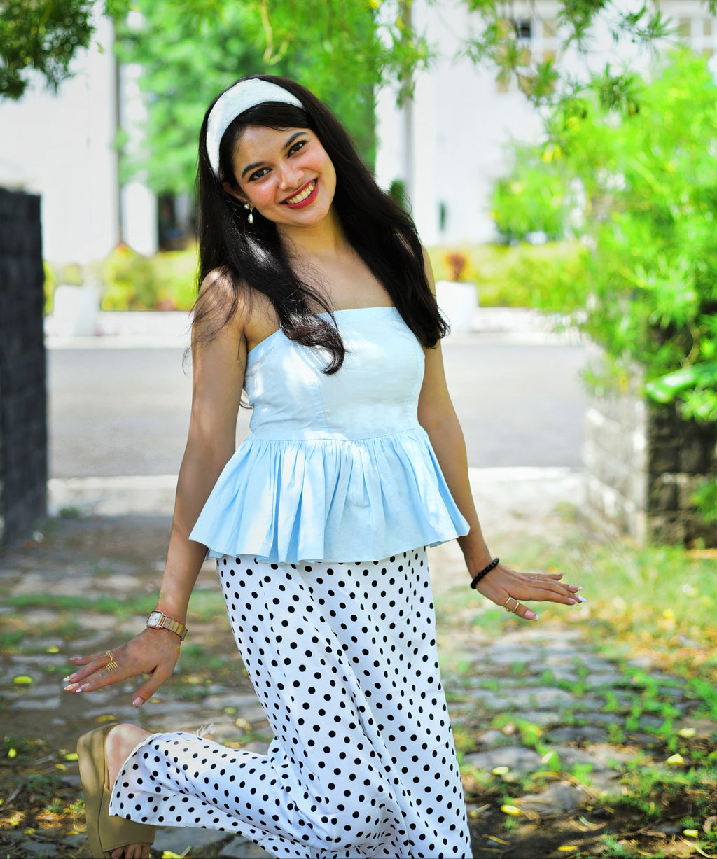 Jasmine bubble top in sky blue