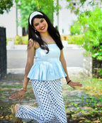 Jasmine bubble top in sky blue