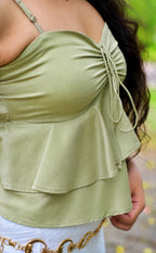 Ivy frill top in sage