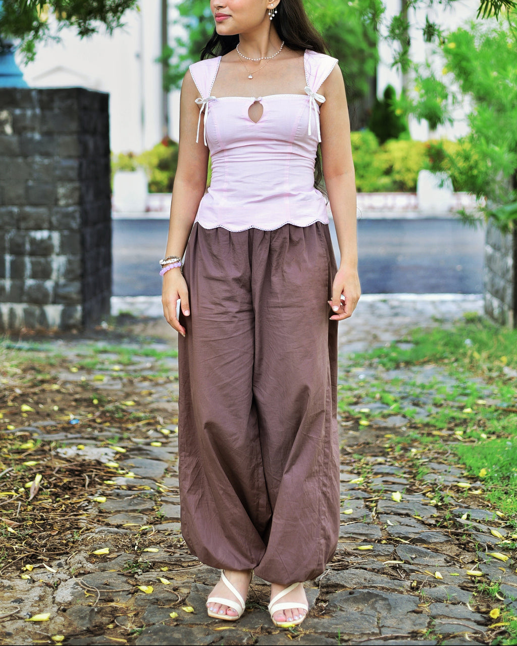 Lily corset back top in blush pink